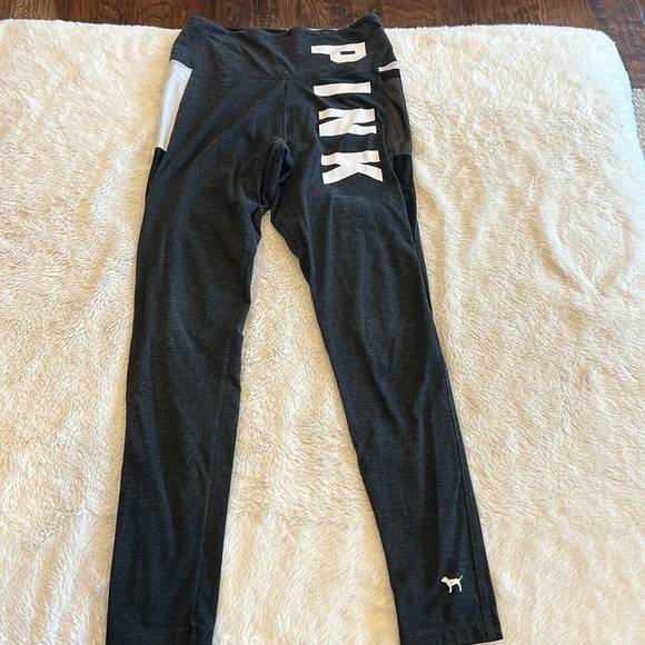 PINK Black Leggings High Waisted with Pocket medium - Picture 1 of 7